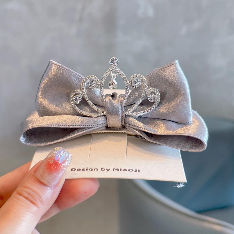 3D Rose Birthday Crown Hair Clip for Girls - Korean Style Polka Dot Bow Headwear