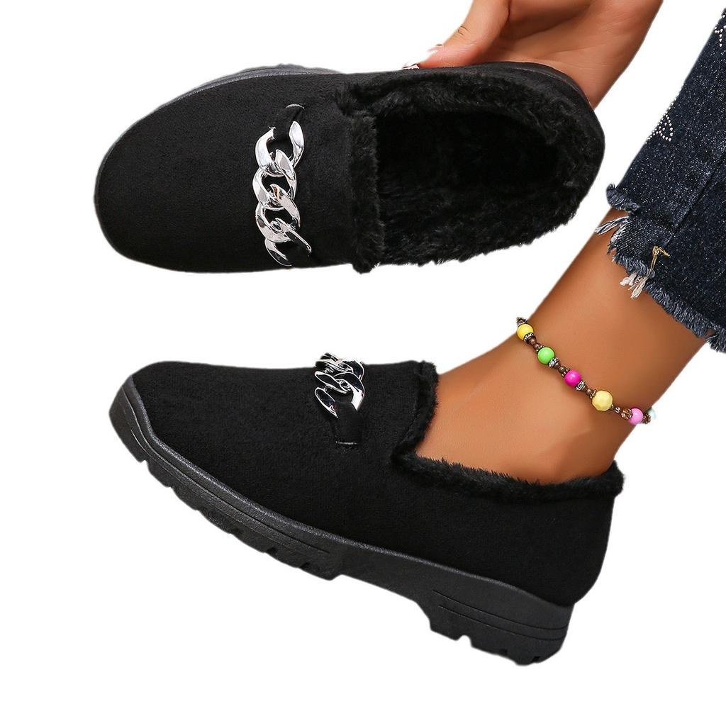 Schwarz braune Modekette Doudou Schuhe Herbst und Winter neue Schnee Baumwollschuhe Low-Top warme Damenschuhe