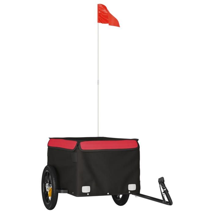 VidaXL Remorque de Vélo, Chariot de Transport avec Barre, Remorque de Bicyclette avec Drapeau Jardin Extérieur, Noir et 94076