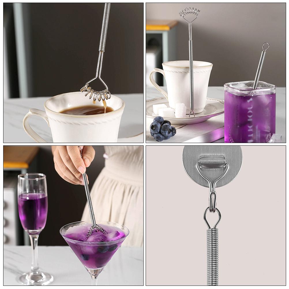 2 szt. Mieszadło sprężynowe ze stali nierdzewnej, ręczny mikser do koktajli, sitko do lodu, patyk do syropu, kuchenne narzędzie do pieczenia, mikser do sosów