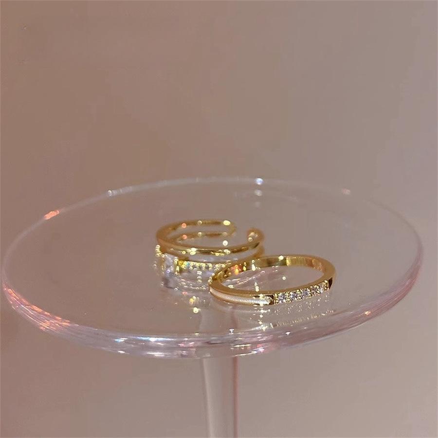 French Retro Double-layer Zircon Ring, Female Index Finger Ring Ins Wind Simple Ring