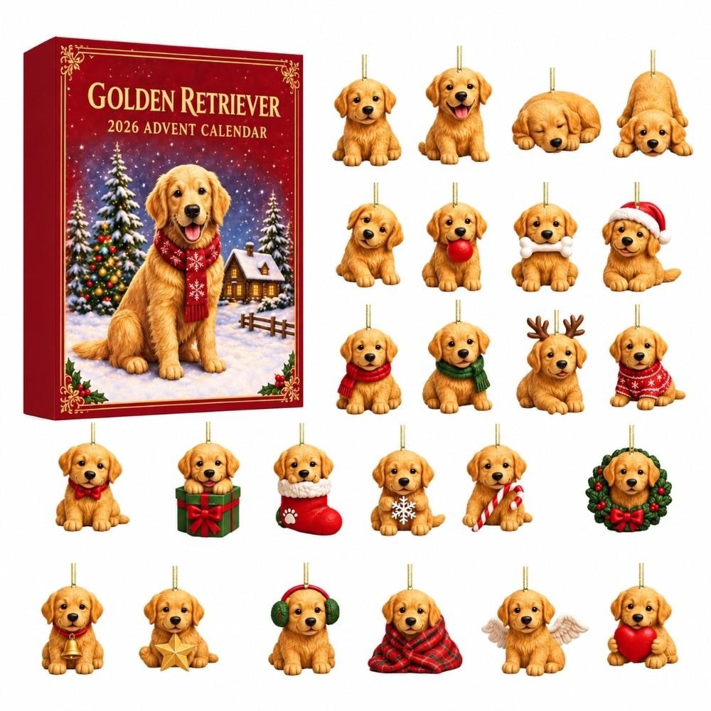 24Pcs/Box Hanging Ornament Dog Ornament Golden Retriever Xmas Pendant Blind Box Tree Decoration