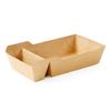 50Pcs Disposable Kraft Paper Food Serving Tray Two Grids Snack French Fries Chicken Salad Carton Take Out Containers For Party