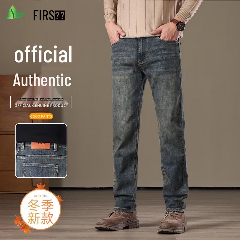 FIRS Мужские теплые прямые плотные джинсы из денима 35