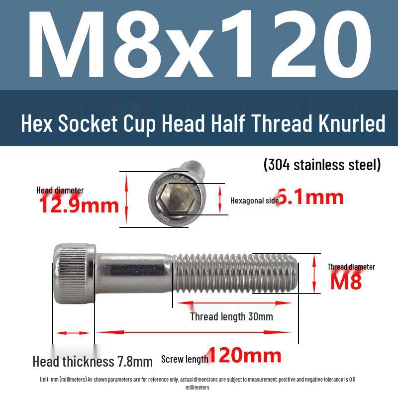 304 Stainless Steel Hex Socket Screws M4-M20, Cylindrical Head, Partial Thread Bolts