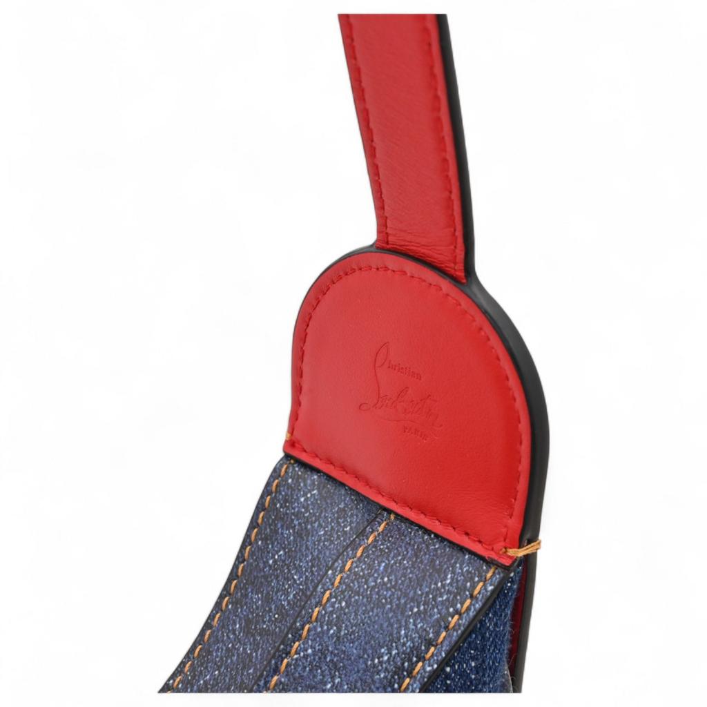 Auth CHRISTIAN LOUBOUTIN CARASKY Denim Shoulder Bag 1225265 cl9962xx