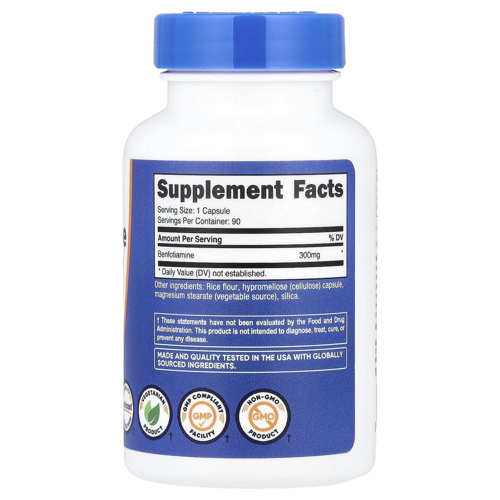 Benfotiamine, Fat-Soluble Vitamin B1, 300Mg, 90 Capsules