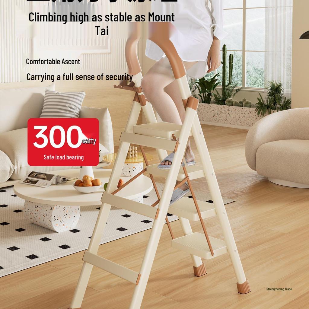 Telescopic A-Frame Ladder: Lightweight, Thickened, Portable Folding Ladder for Home Use