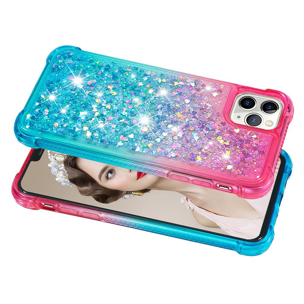 Rainbow Clear Gradient Color Bling Glitter Tekutý písek Love Flitry Bumper Pouzdro na telefon pro iPhone Samsung Xiaomi Huawei Měkký silikonový zadní kryt