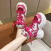Fashion 8CM Winter Chunky Boots For Women Thick Plush Warm Snow Ankle Boots Wedges Leather High Platform Sneakers Woman Motorcycle Shoes