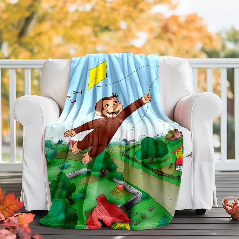 Curious George1 printed throw blanket—lightweight,soft,warm;versatile blanket for all seasons—perfect as &air-conditioning throw,nap blanket