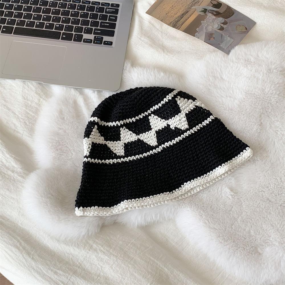 

Sweet Handmade Crochet Hat, Small Triangle Knitted Fisherman Hat, Temperament Sun Visor Hat, Bucket Hat Adult 56-58cm чорний