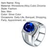 Men's Square Crystal Zircon Water Diamond Inlaid Ring Jewelry Gift