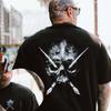 2026 New Trending West Coast Gangster Piercing Skull Print Men's and Women's Short Sleeve Loose Plus Size Crew Neck T-Shirts