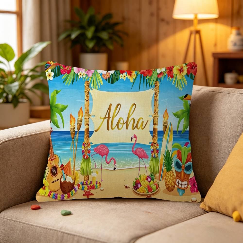 Summer Hawaii Beach Tropical Flowers Aloha Luau Sea Cushion Cover Polyester Sofa Cushions Throw Pillows Home Decor Pillowcover
