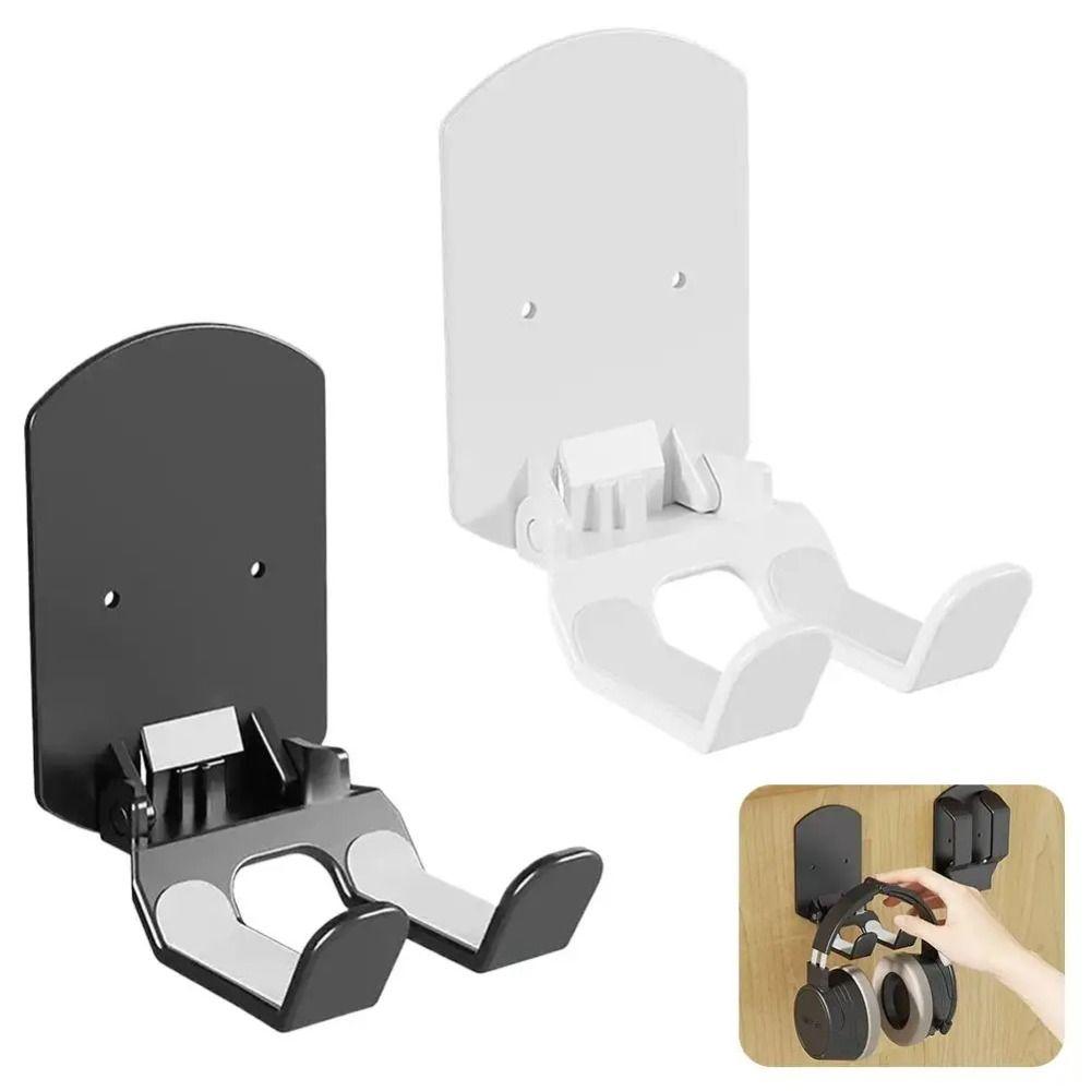 Wall Mounted Foldable Headphone Stand Space Saving Headset Support Hook Home Office Use