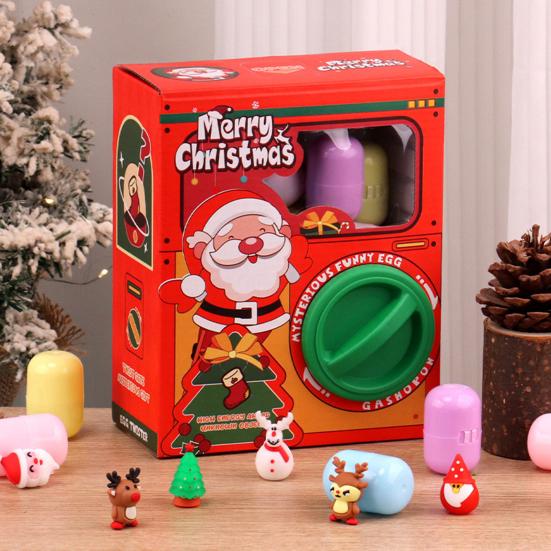 Halloween Mini Capsule Toy Machine with 6 Surprise Eggs Collectible Cartoon Figurines for Party Favors Interactive Gift for Kids Classroom Activities