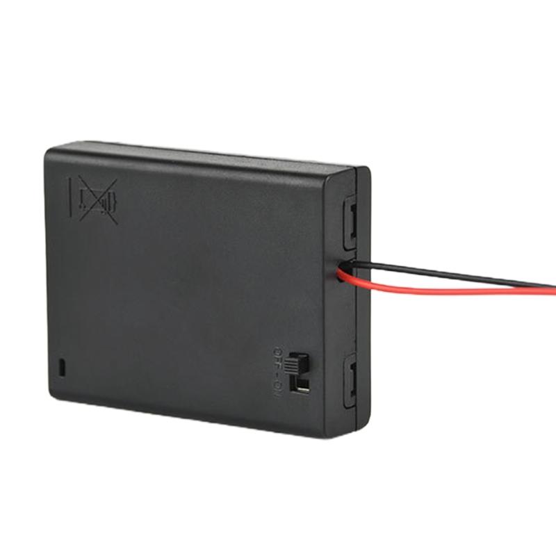 4Slot 3A Battery Holder with Spring Contacts and On Off Switcher for 6V Devices Color Wire Included