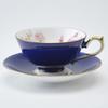 Aynsley Elizabeth Rose Gold Tea Cup and 305600108C Saucer, Athens, 200ml, Cobalt,