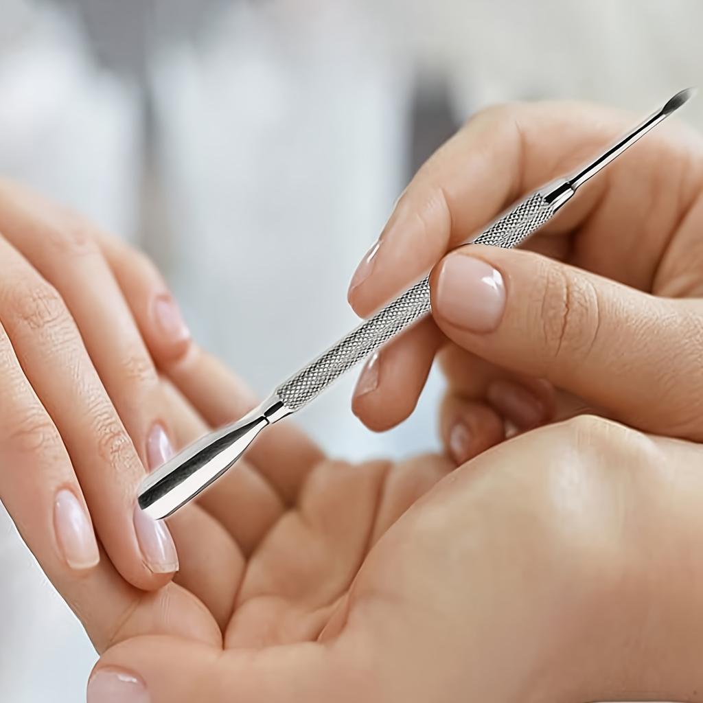 Stainless Steel Cuticle Pusher Set, Dual-Ended, Sharp Edged, Spoon-Shaped, Low Allergy, Nail Care Tools for Manicure and Pedicure