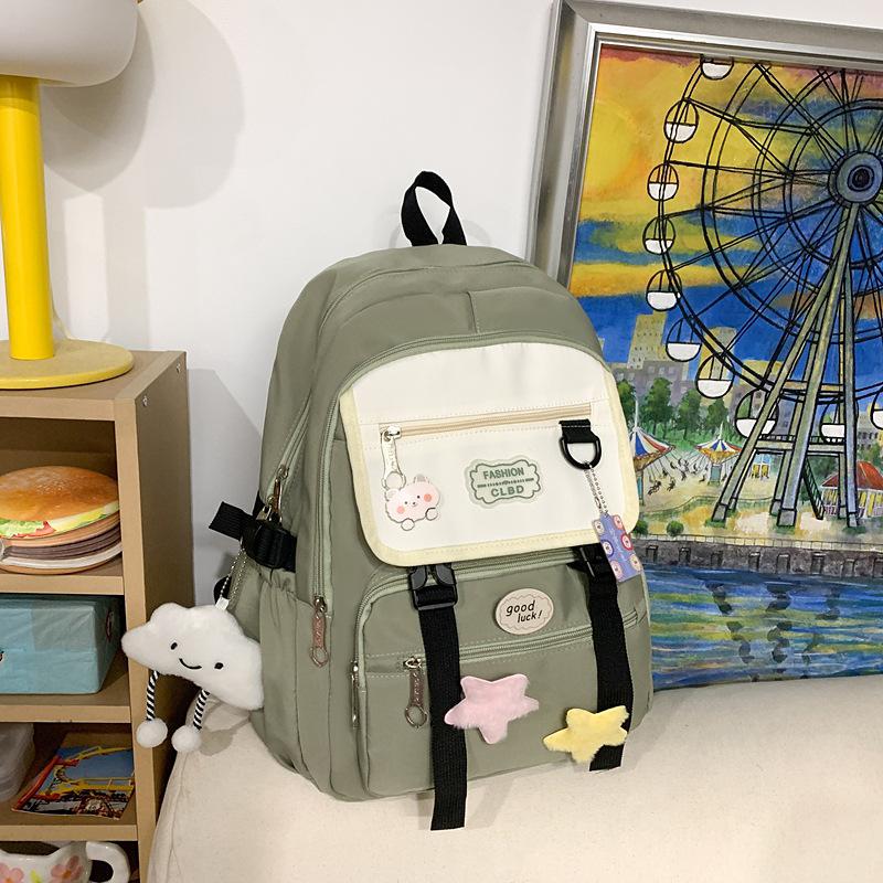 New Student Versatile Campus Backpack Large Capacity Backpack Cute and Simple Class School Bag Reduce Burden and Protect Ridge