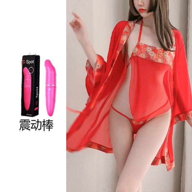 Sexy Open underwear women's court nightgown Chinese demeanor ancient large size perspective suit sexy taste temptation belly pocket