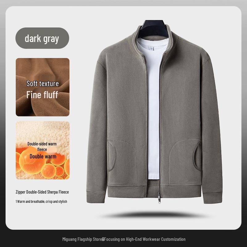 Premium Merino Wool Hooded Sweatshirt with Custom Logo - Autumn/Winter Double-Sided Fleece Jacket