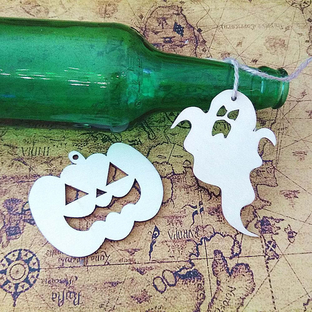 10pcs Wooden MDF Tags Halloween Hanger Gift Ornament