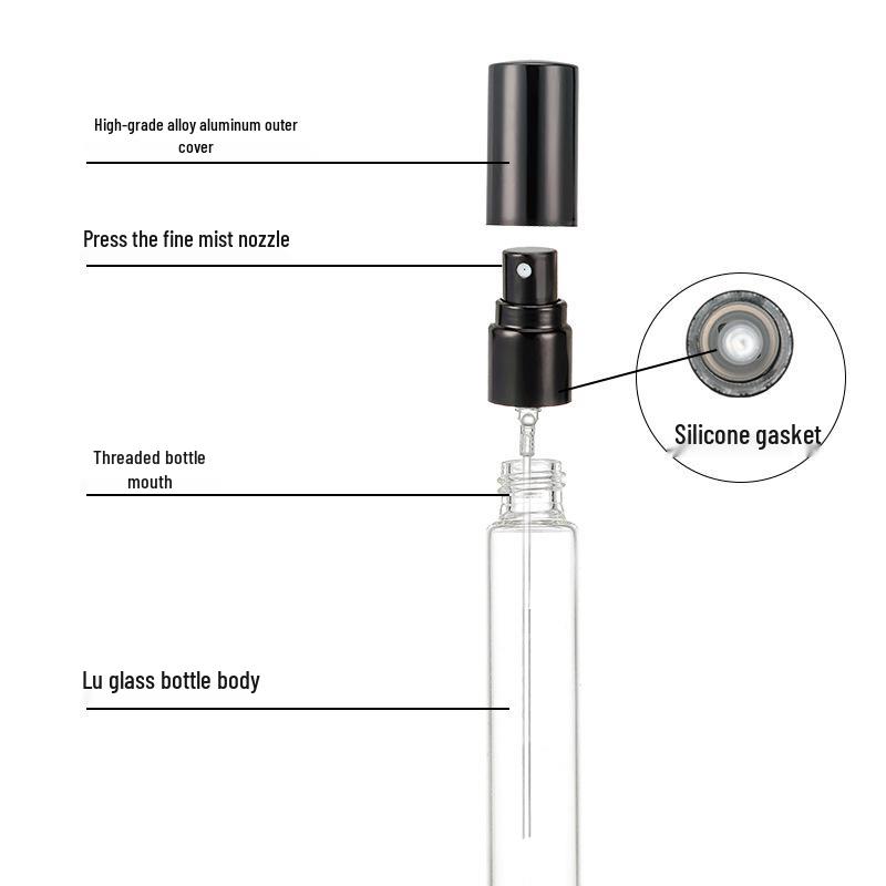 Transparent Glass Travel Spray Bottle for Perfume or Sunscreen 
