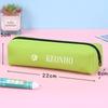 CORTIS Green Canvas Pencil Case – Logo Design, 22cm Simple Zip Student Stationery Bag