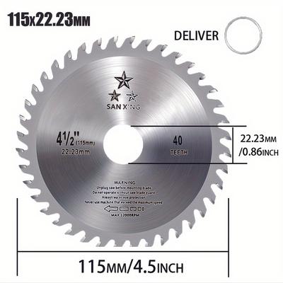 4,5 Zoll Holztrennscheibe mit 40 Zähnen, hartmetallbestücktes Kreissägeblatt zum Schneiden von Hart- und Weichholz mit 22,23 mm Dorn