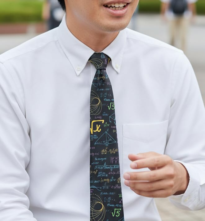 [HANG OVER] [A Must-see for Physics and Math Enthusiasts] Mathematical Formula Tie, Scienceengineering, Geometric, Chalk Art Style, Silk-touch