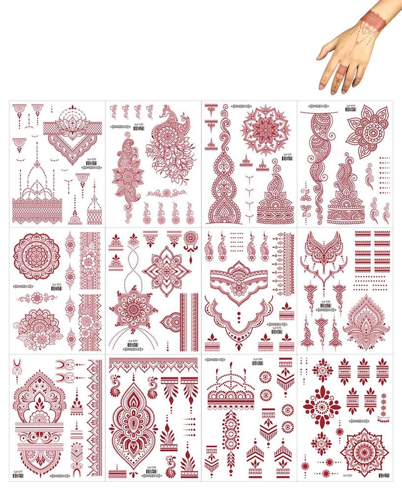 12 PCS Stickers for Hands Arabic, Stickers, Sticker for Women Men Tattoo Stickers for Hands Waterproof Sticker Tattoo Sticker for Arm Band, Hand, B