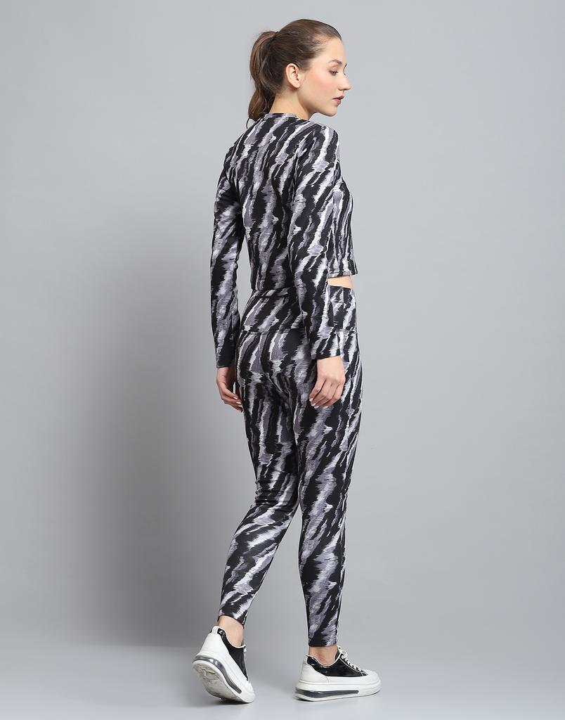 ROCK.IT From House of Monte Carlo Womens Printed Black Round Neck Full Sleeve Tracksuit