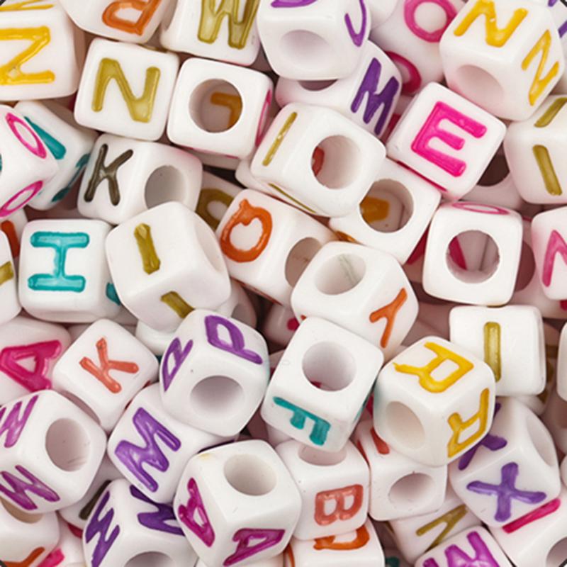 100Pcs/Lot Trendy Acrylic Square Alphabet Beads Large Hole Letter Loose Spacer Bead Jewelry Handmade Bracelet Making Supplies