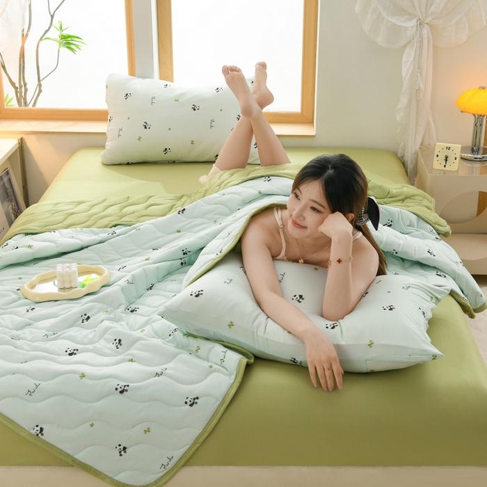 Pătură Nouă cu Imprimeu Floral de Primăvară Vară Moale Confortabilă Matlasată Pături Simple Duble Pătură pentru Pat Plapumă Tricotată Subțire