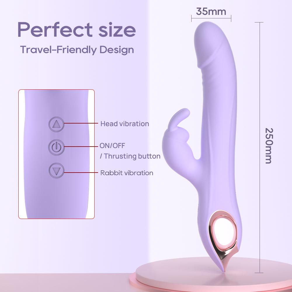 Vibrador de Conejo 3EN1 para Mujeres 10 Modos de Vibración de Empuje Estimulador del Punto G y del Clítoris con Bolas Giratorias de 360° Juguete Sexual de Silicona