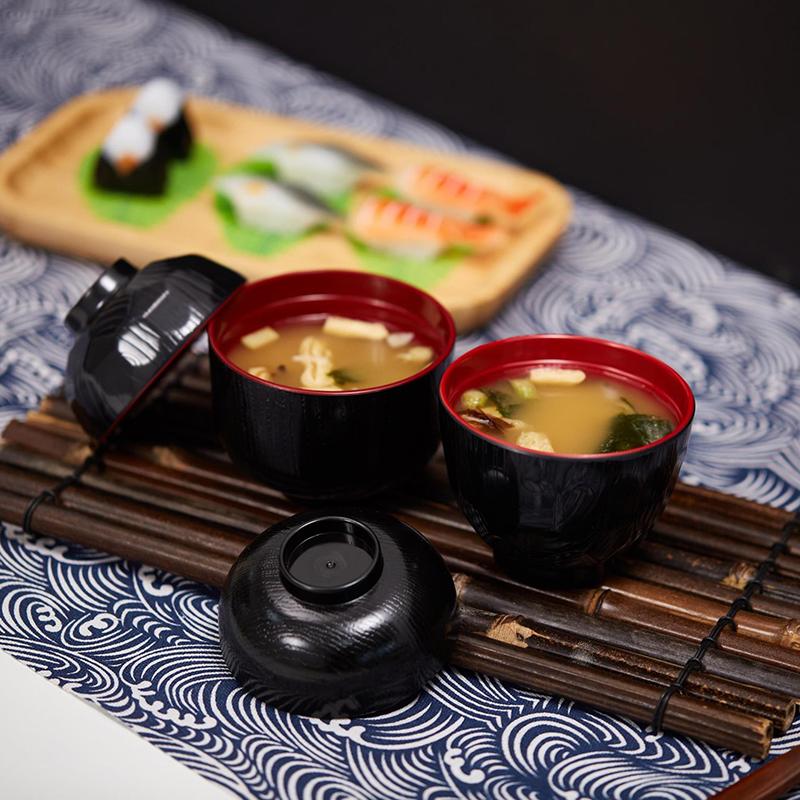 With Lid Miso Soup Bowl Soup Container Double Color Japanese Rice Bowl Japanese Bowl Dining Accessories