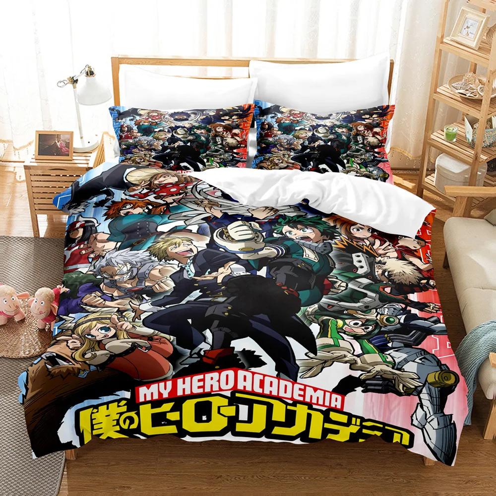 NEW My Hero Academia Anime Duvet Cover Set with Pillow Covers Polyester Teens Kids Bedding Set Full Queen King Size Bed Linen