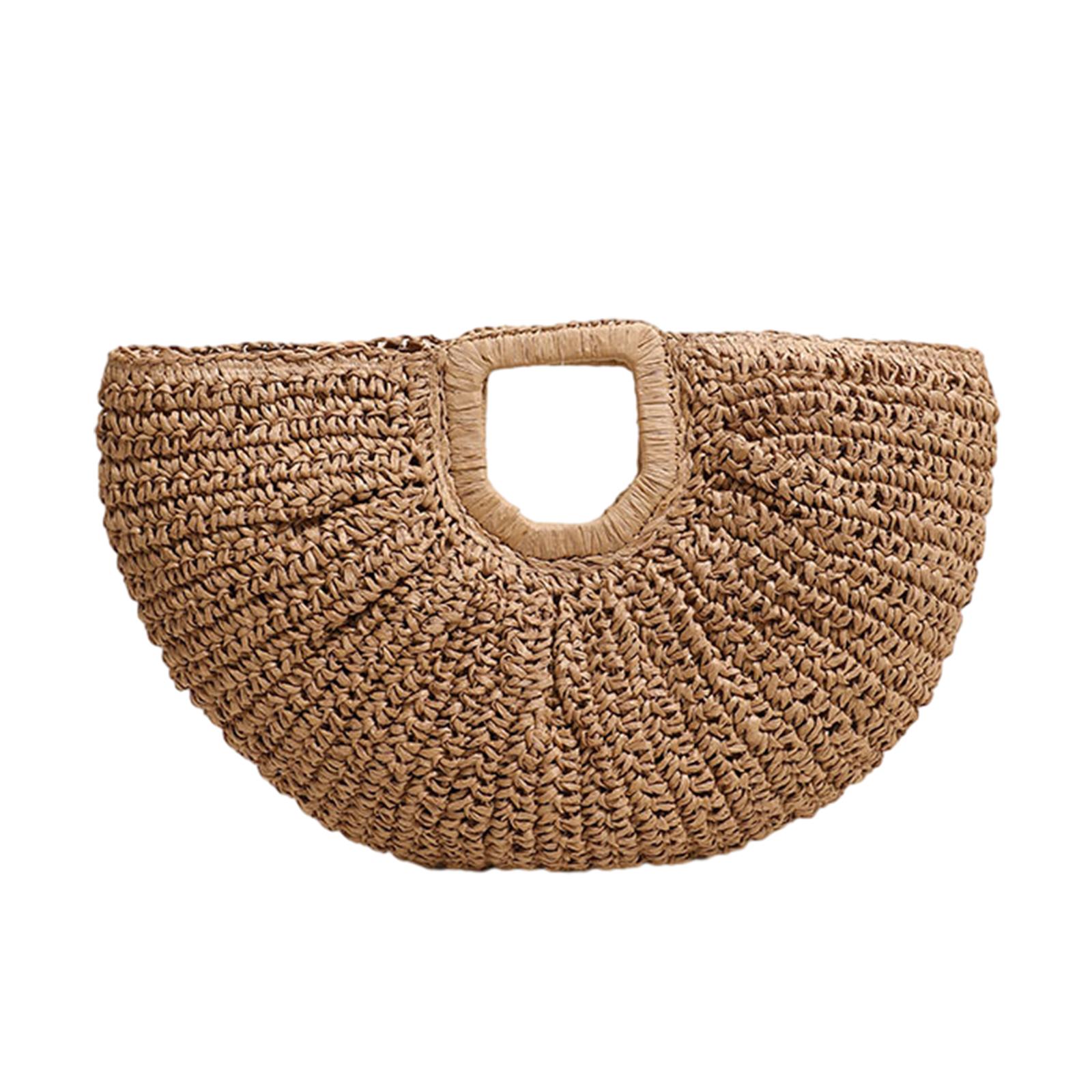 

Стильна плетена жіноча пляжна сумка, вечірня сумочка, клатч, велика місткість, сумочка з місячним малюнком кавовий