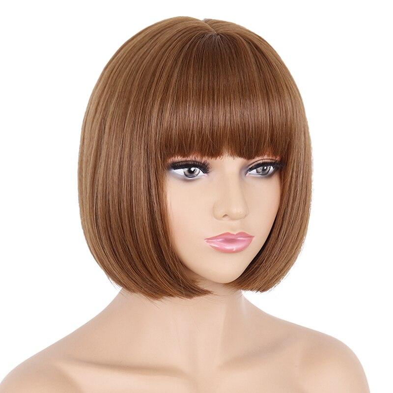 

Короткие прямые синтетические парики «боб» с челкой для чернокожих женщин, термостойкий парик для косплея, вечеринки, повседневные волосы