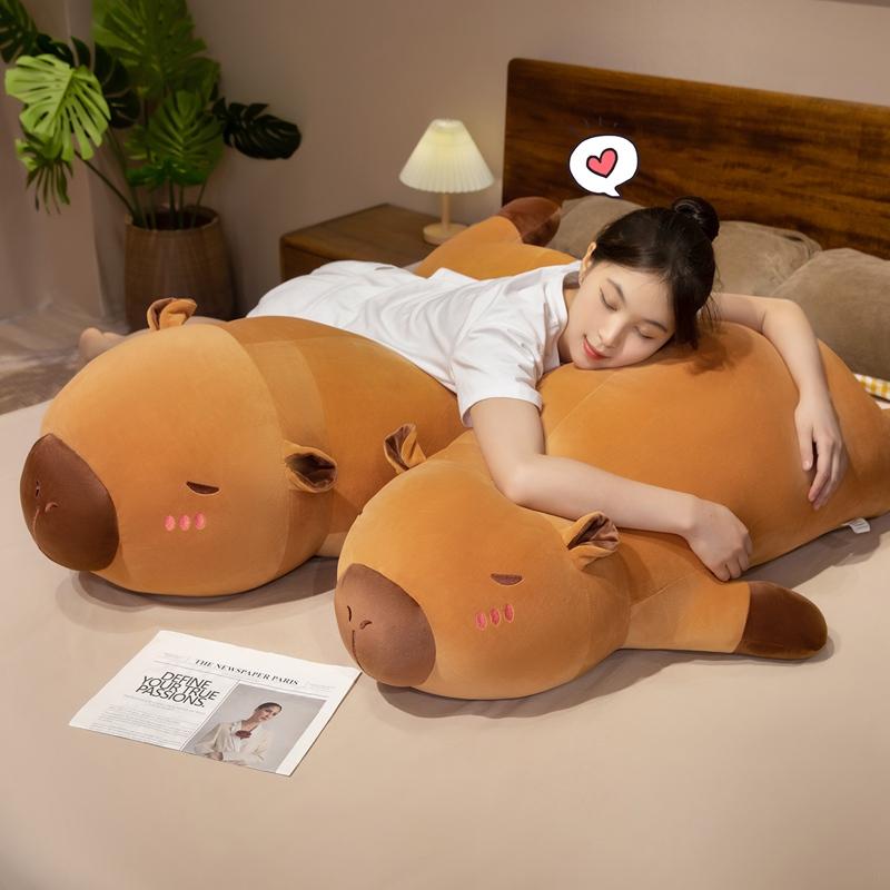 Giant Cute Soft Down Cotton Capibara Plush Toy Doll Stuffed Capybara Doll Baby Long Sleep Pillow Accompany Gift for Girlfriend