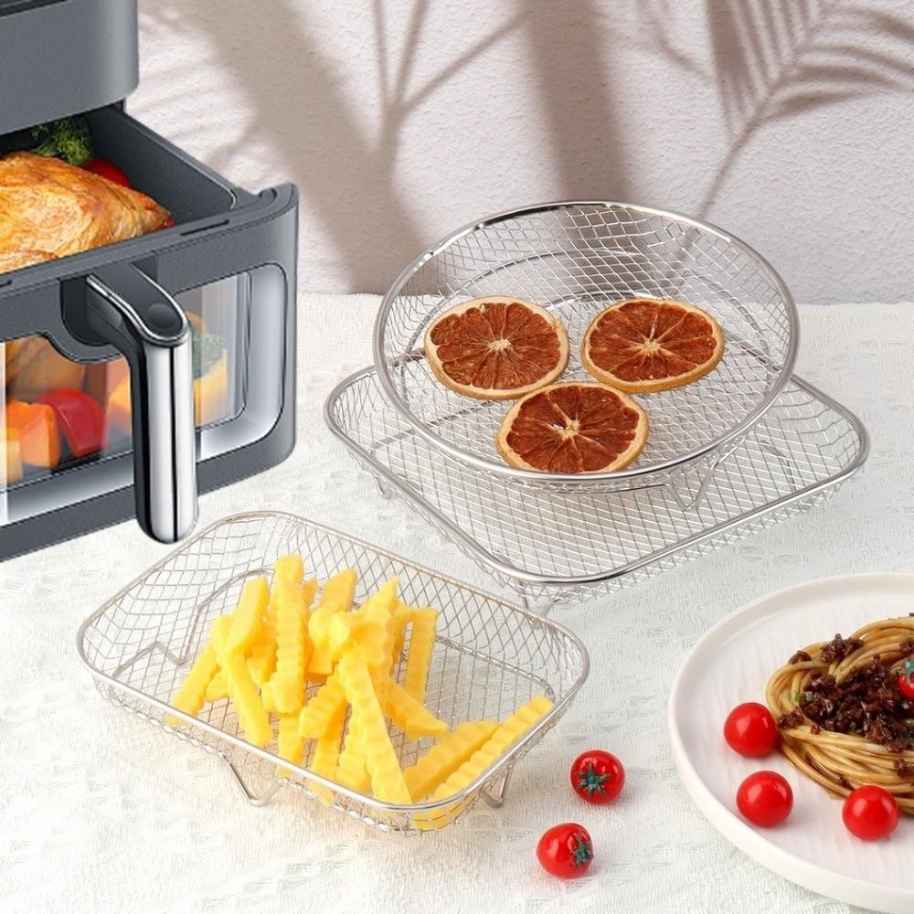 Stainless Steel Air Fryer Rack Non-Stick Rust Prevention Grilling Rack Multi-functional Heat Resistant Air Fryer Tray