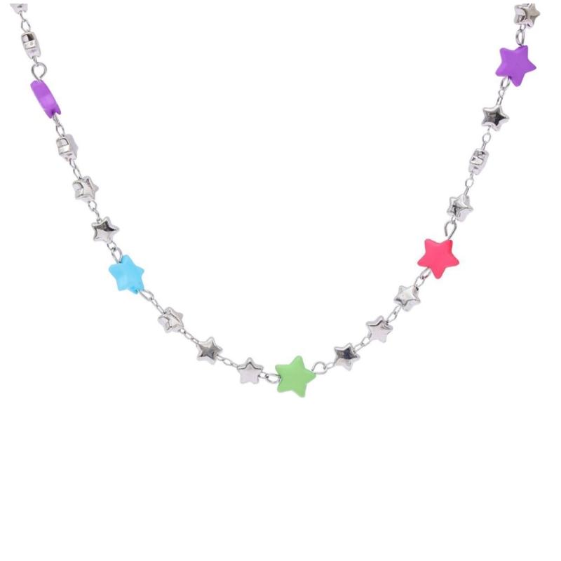 Bohemiean Star Bead Clavicle Chain Fashion Star Charm Necklace Star Chain Choker Womens Daily Outfits Delicate Jewelry