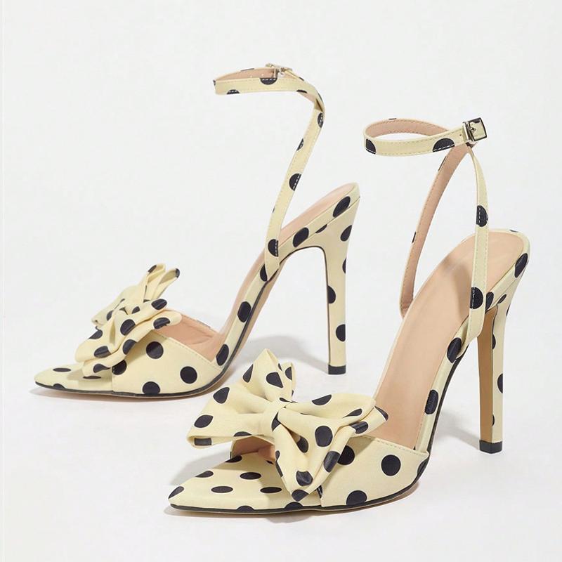 Fashion Liyke Summer Fashion Polka Dot Butterfly Knot High Heels Gladiator Sandals Women Peep Toe Buckle Strap Party Prom Ladies Shoes