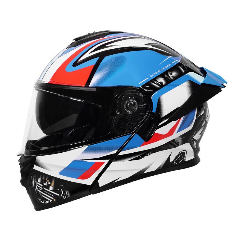 3C Certified Flip-up Dual Visor Full Face Helmet for Men and Women - All Seasons