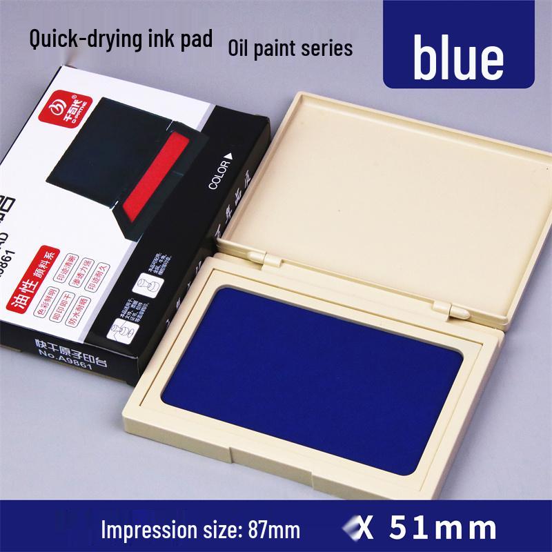 Quick-Dry Dual Ink Pad: Red, Blue & Black - Square & Round Options for Office, Oil & Water-Based Stamping