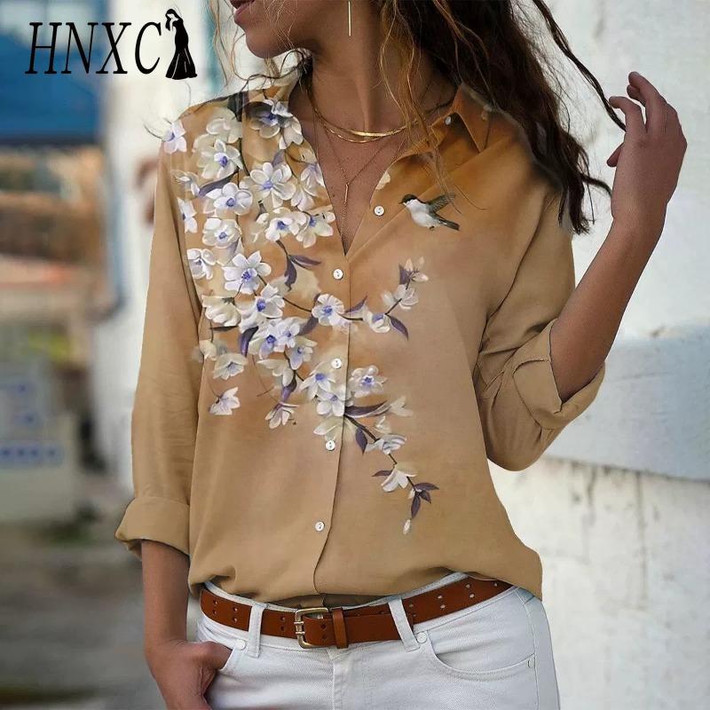 HNXC 38 Color Women's Fashion Casual Long Sleeve POLO Neck Blouses & Shirts