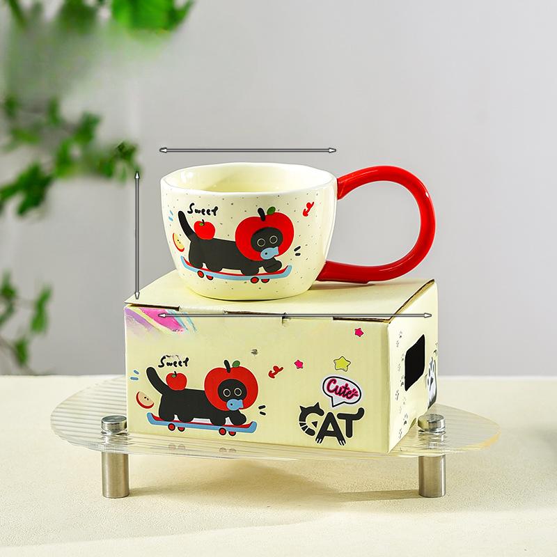 

Милая чашка с длинной ручкой для питья воды для дома, красивая кружка-сувенир, керамика, высокое качество, для офиса 300ml