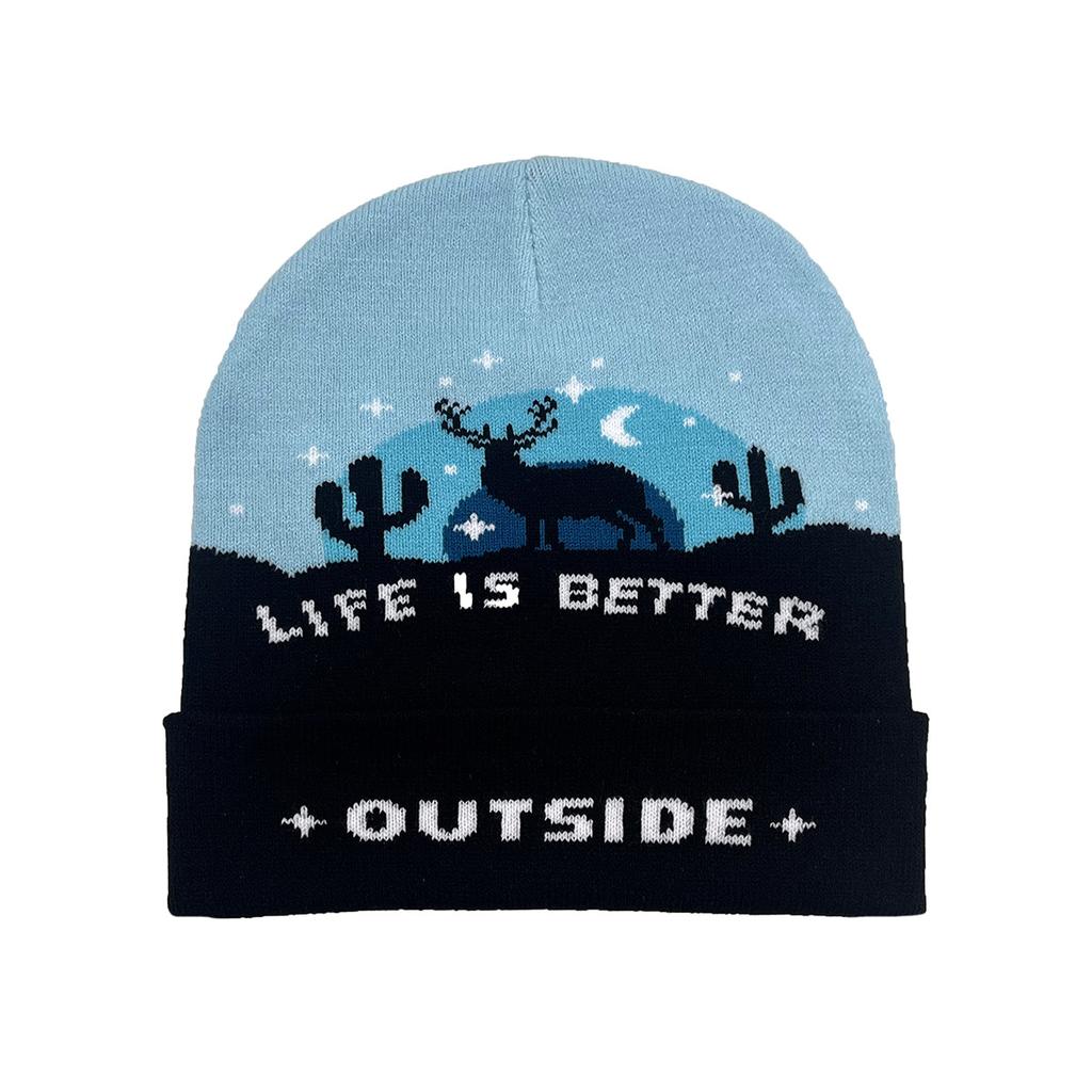 Autumn And Winter Pine Tree, Elk Bear, Jacquard Knitted Hat, Outdoor Leisure, Cornice, Ear Protection, Warm, Windproof Cover, Cold Hat